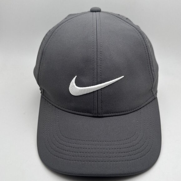Nike Golf Baseball Cap Gray Mens OSFM Soft Bill White Logo Embroidered Swoosh - Picture 1 of 5
